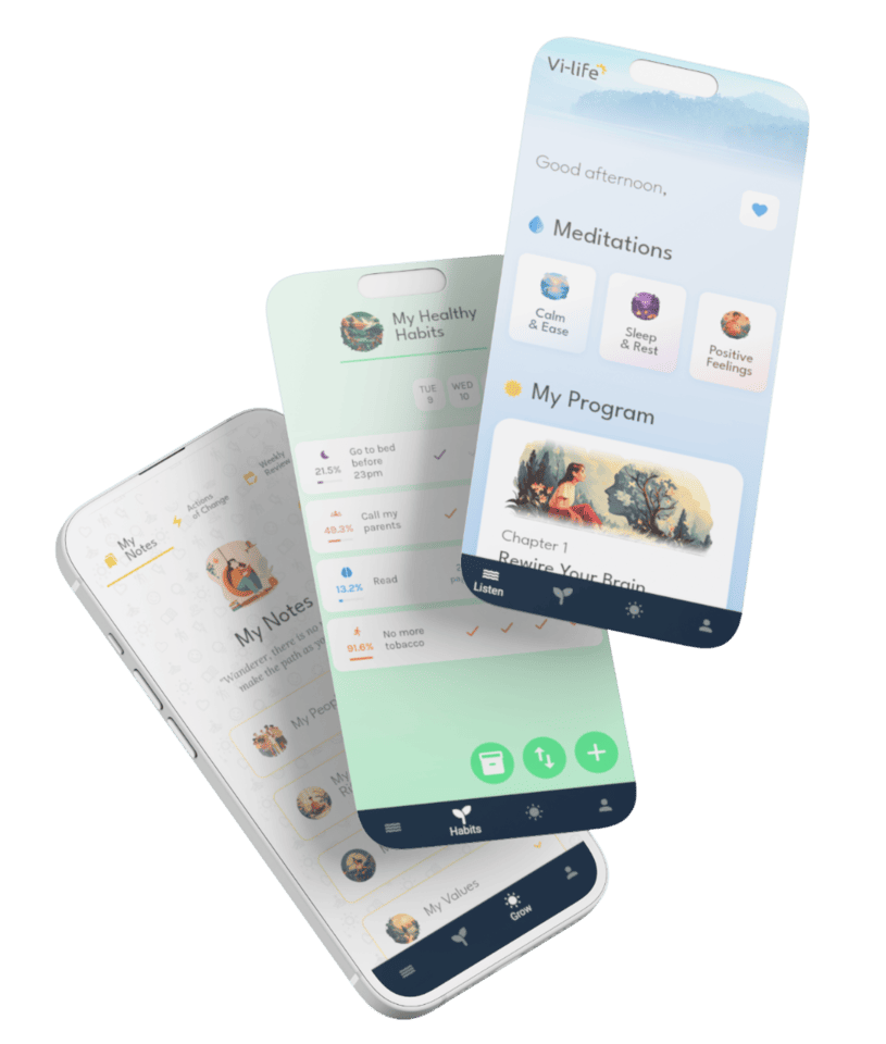Vi-life mindfulness and habit tracking app screenshots